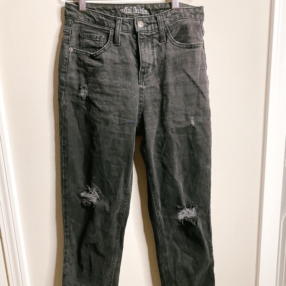 Black Ripped Mom Jeans